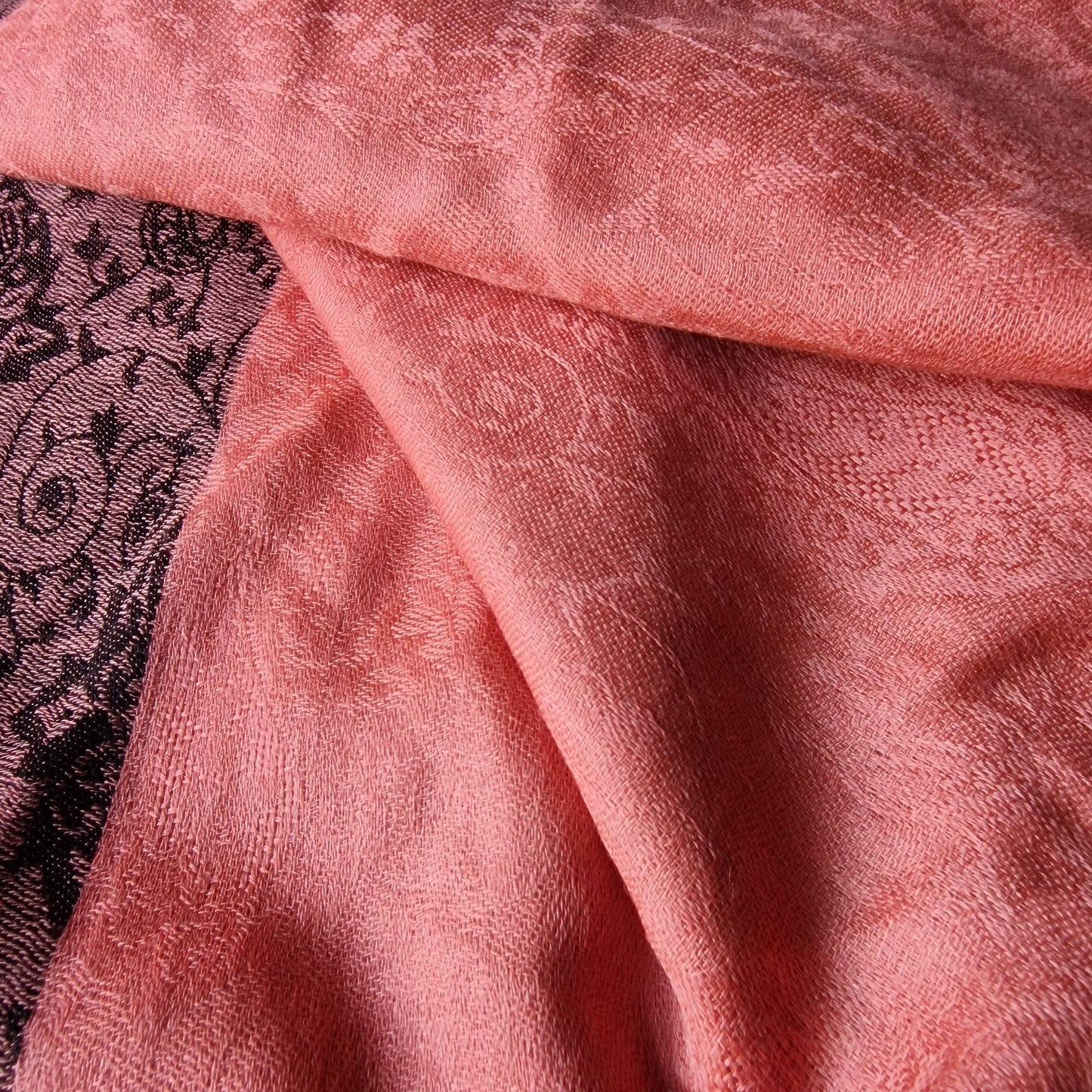 Paisley* Weave Self Design Natural Pashmina Luxury Stole- Salmon