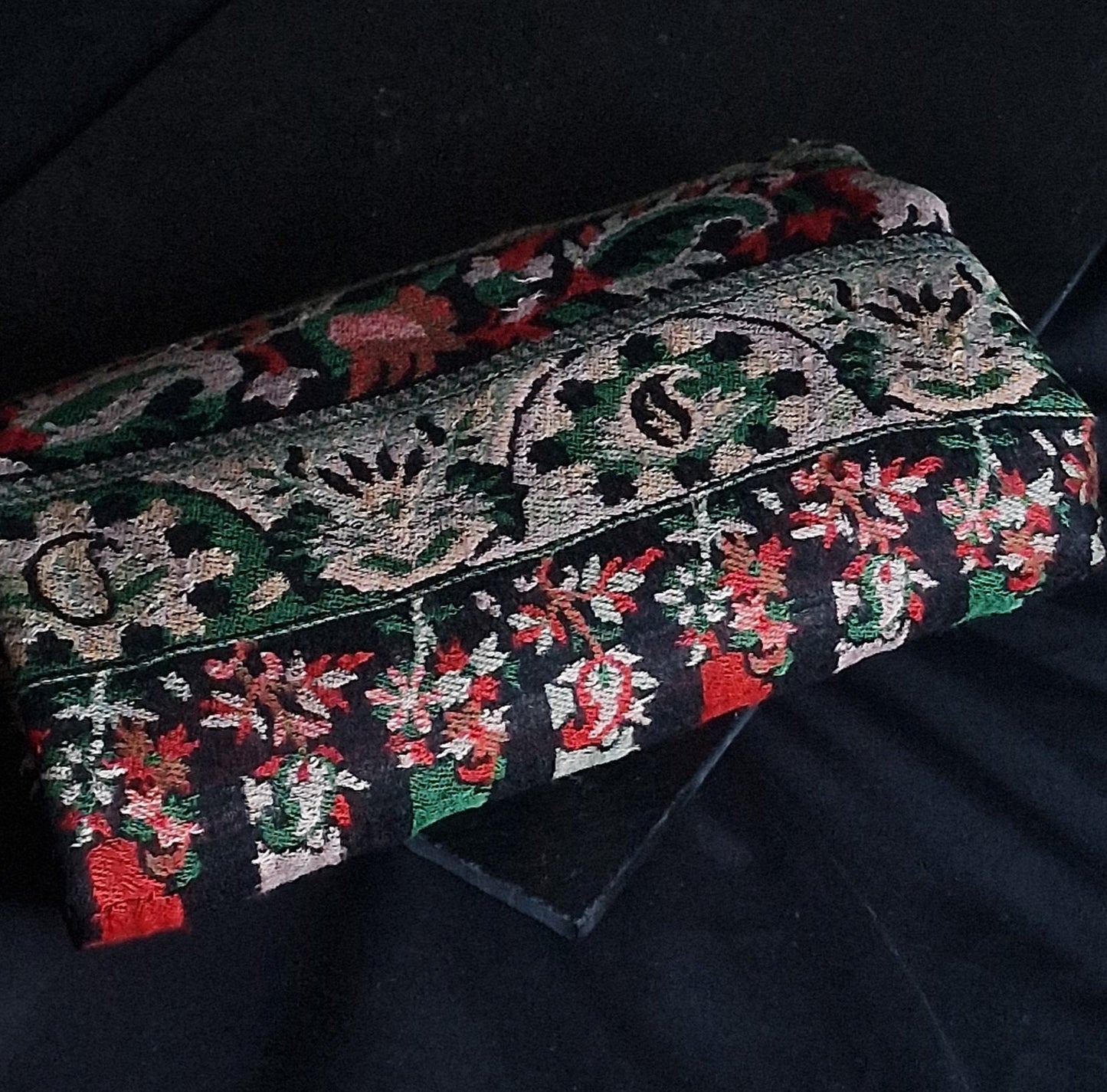 Soft Full Kani Weave Stole Kashmiri Pashmina - Soft Black