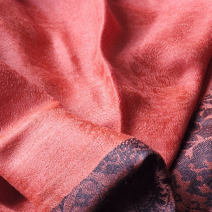 Paisley Weave Self Design Natural Pashmina Luxury Stole- Salmon