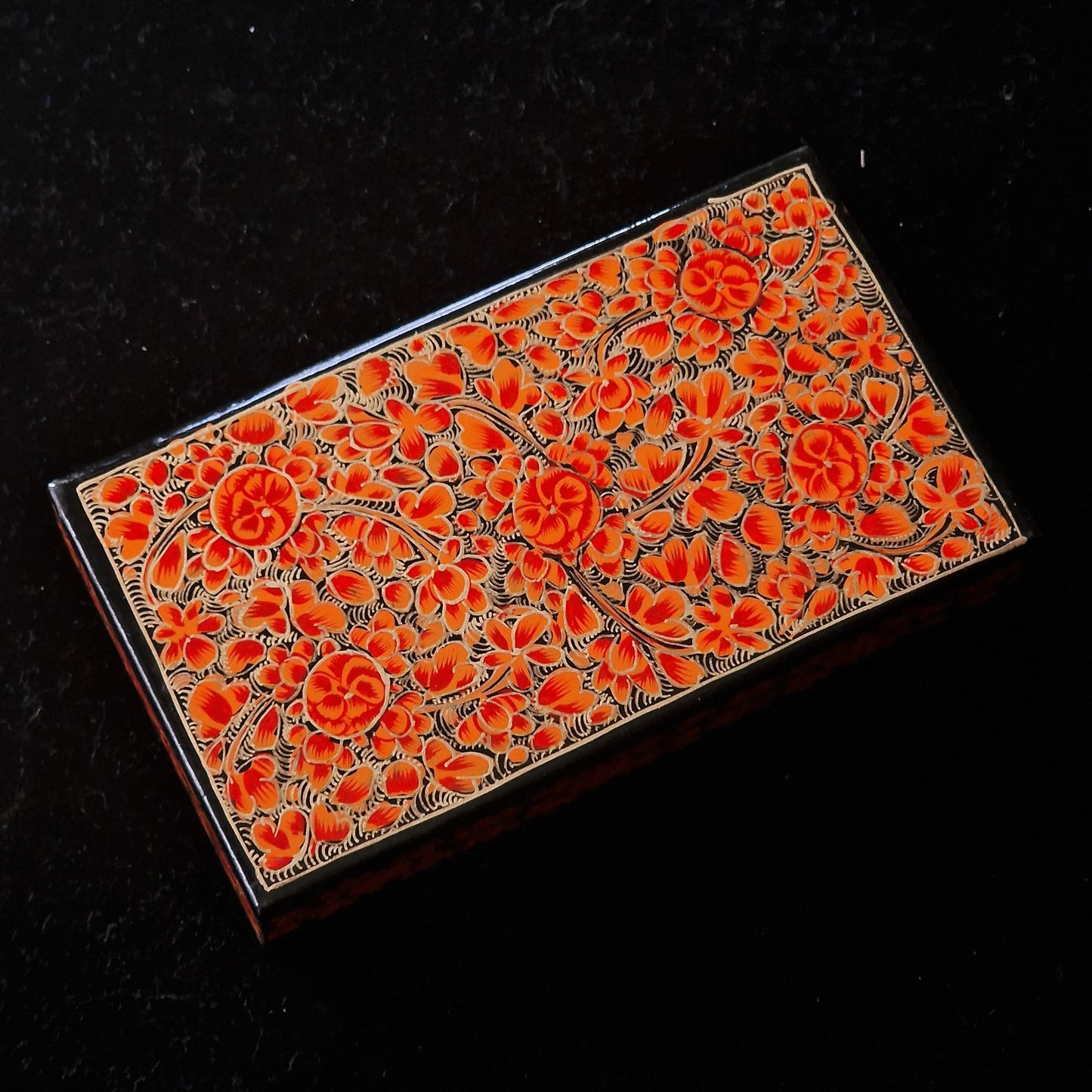 Authentic Vibrant Kashmiri Paper Mache Floral Designed Box For Unique Gift