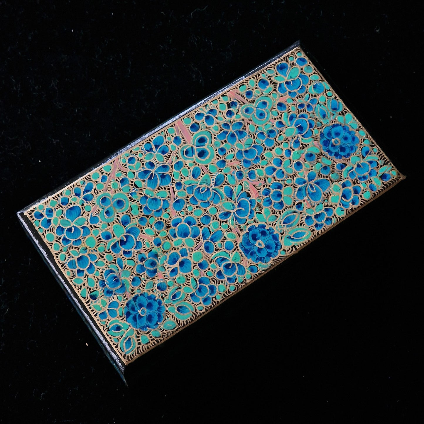 Authentic Vibrant Kashmiri Paper Mache Floral Designed Box For Unique Gift