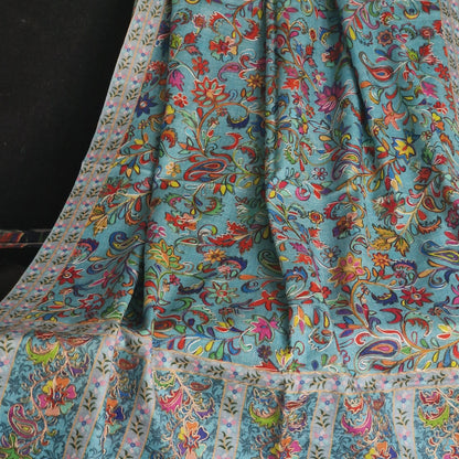 The Ultimate Choice Soft Kashmir Kalamkari Pashmina Stoles - Cerulean Blue