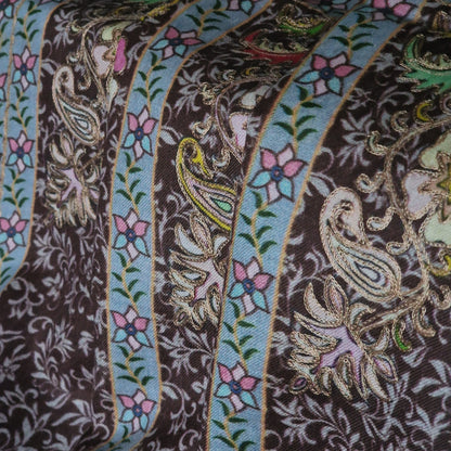 Soft Kashmir Pashmina Kalamkari Cashmere Stole - Chocolate Brown