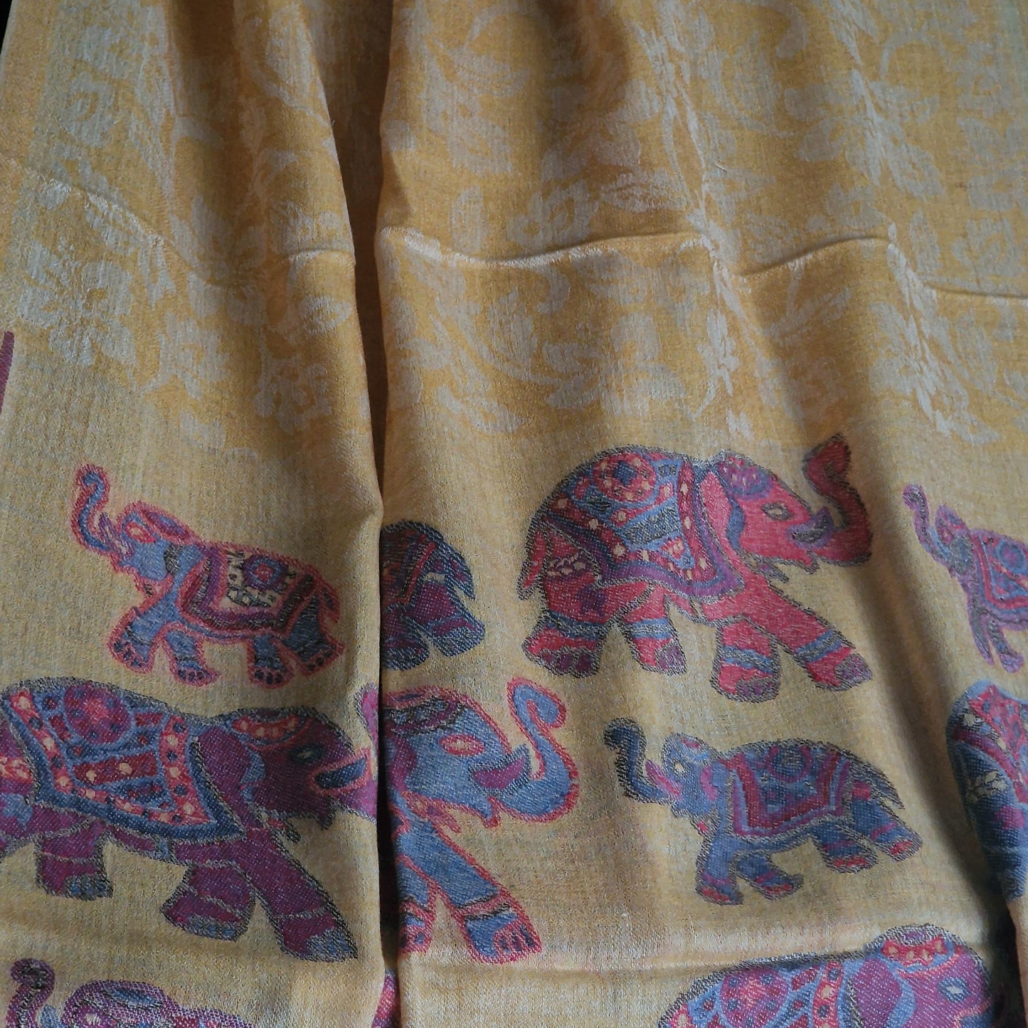 Authentic Soft Cashmere Hand loom Kani Pashmina Wrap - Beeswax Amber