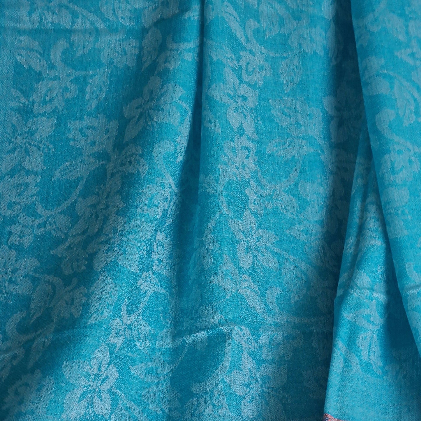 Hand Weaved Luxury Soft Bright Blue Kashmiri Pashmina Stole