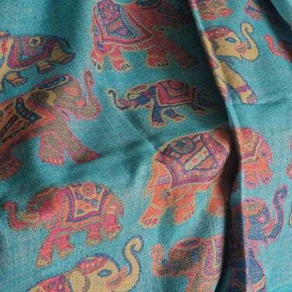 Hand Weaved Luxury Soft Bright Blue Kashmiri Pashmina Stole