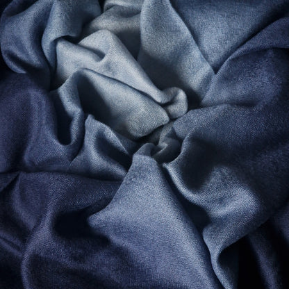 Elegant Blue Ombre Stole in Premium Pashmina Cashmere